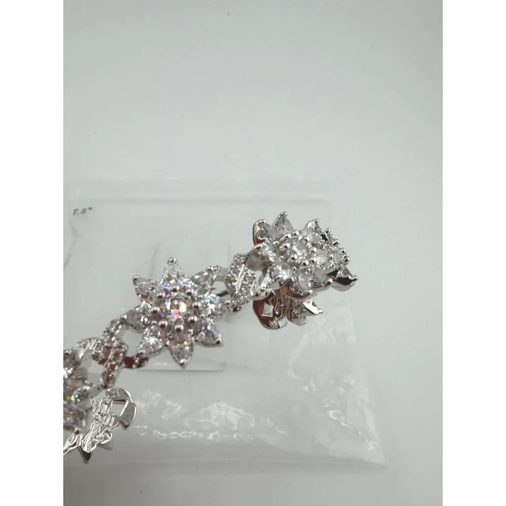 GLD Diamond Infinity Flower Cuff Bracelet 7.5